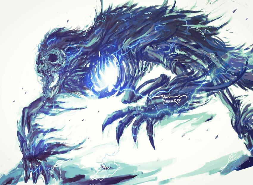 1other, all_fours, bloodborne, blue_theme, darkbeast_paarl, highres, monster, no_humans