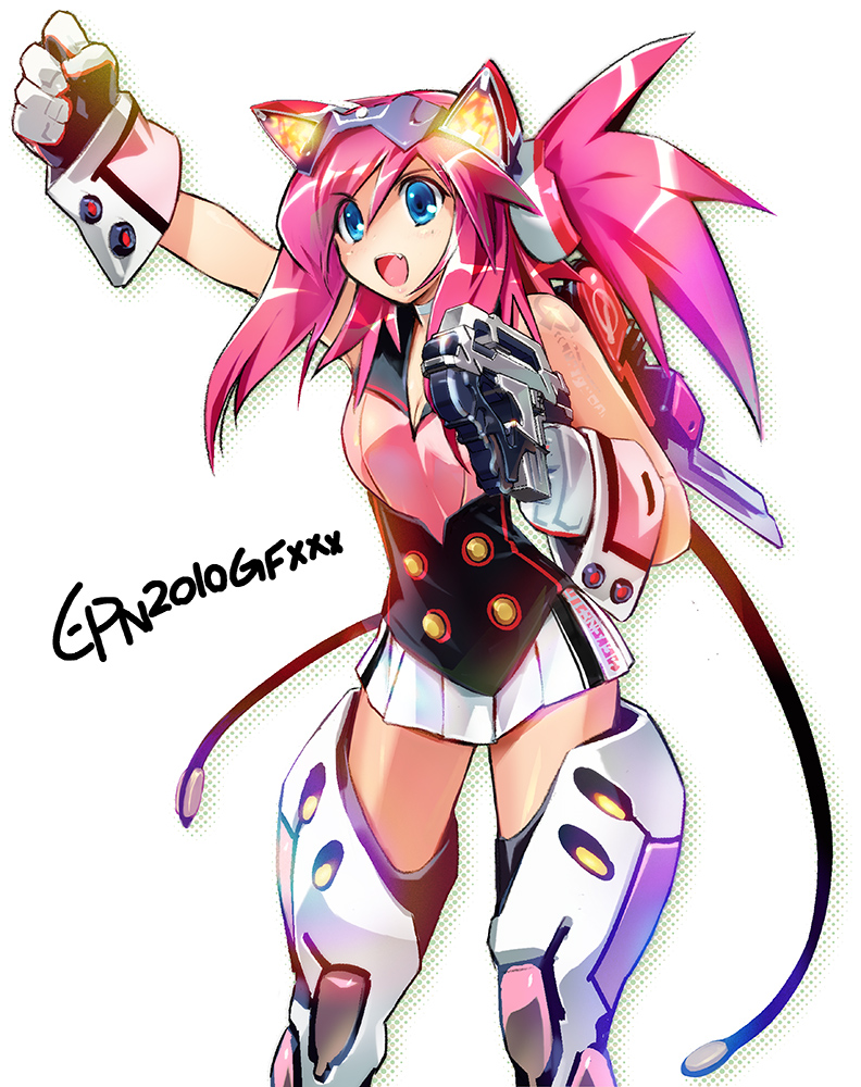 blue_eyes, boots, cat_ears, ein_(artist), ein_(long_cake), fang, gadget_trial, gloves