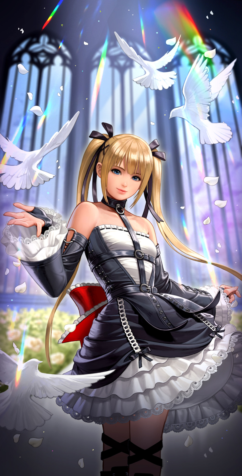 1girl, absurdres, bangs, blonde_hair, blue_eyes, breasts, commentary_request, dead_or_alive