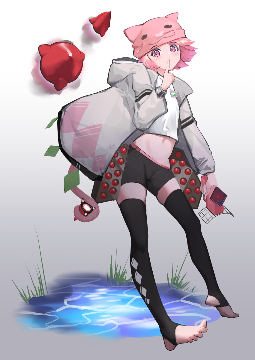 1boy, :3, absurdres, androgynous, arknights, barefoot, beanie, blush