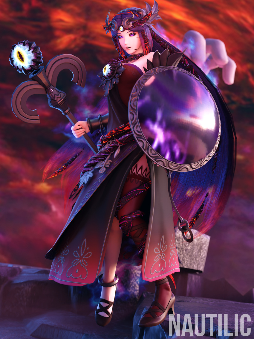 1girl, absurdres, alternate_color, alternate_eye_color, alternate_hair_color, artist_name, aura, bare_shoulders