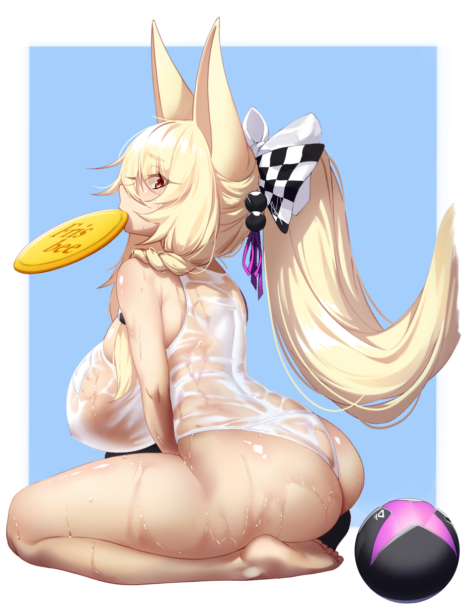 1girl, alternate_breast_size, alternate_hairstyle, animal_ears, ass, breasts, dev_(dev0614), g41_(girls_frontline)