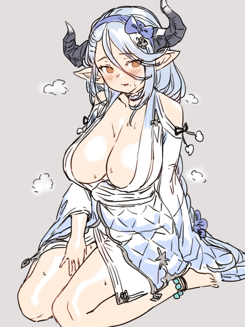 1girl, bangs, blush, breasts, brown_eyes, draph, granblue_fantasy, highres