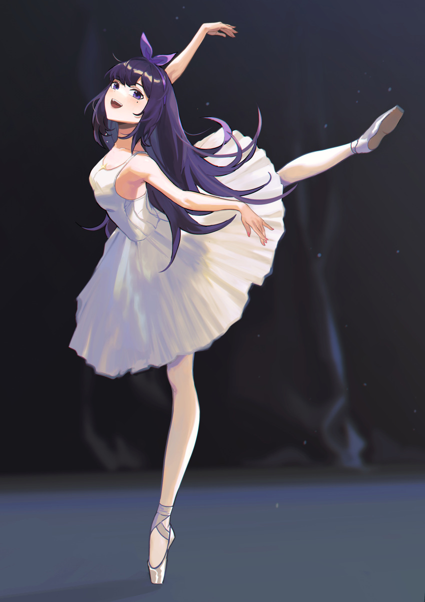 1girl, a-soul, absurdres, arms_up, ballerina, ballet, ballet_slippers, bangs