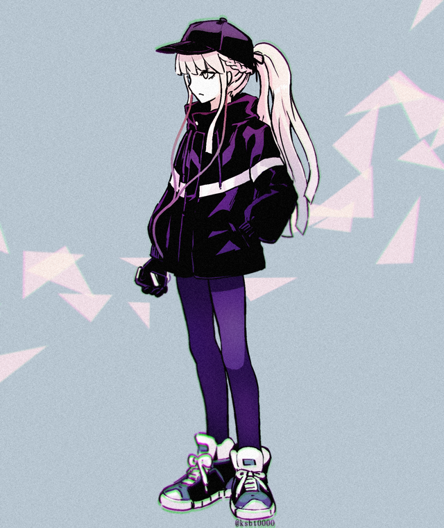 1girl, alternate_costume, alternate_hairstyle, bangs, baseball_cap, black_gloves, black_headwear, braid
