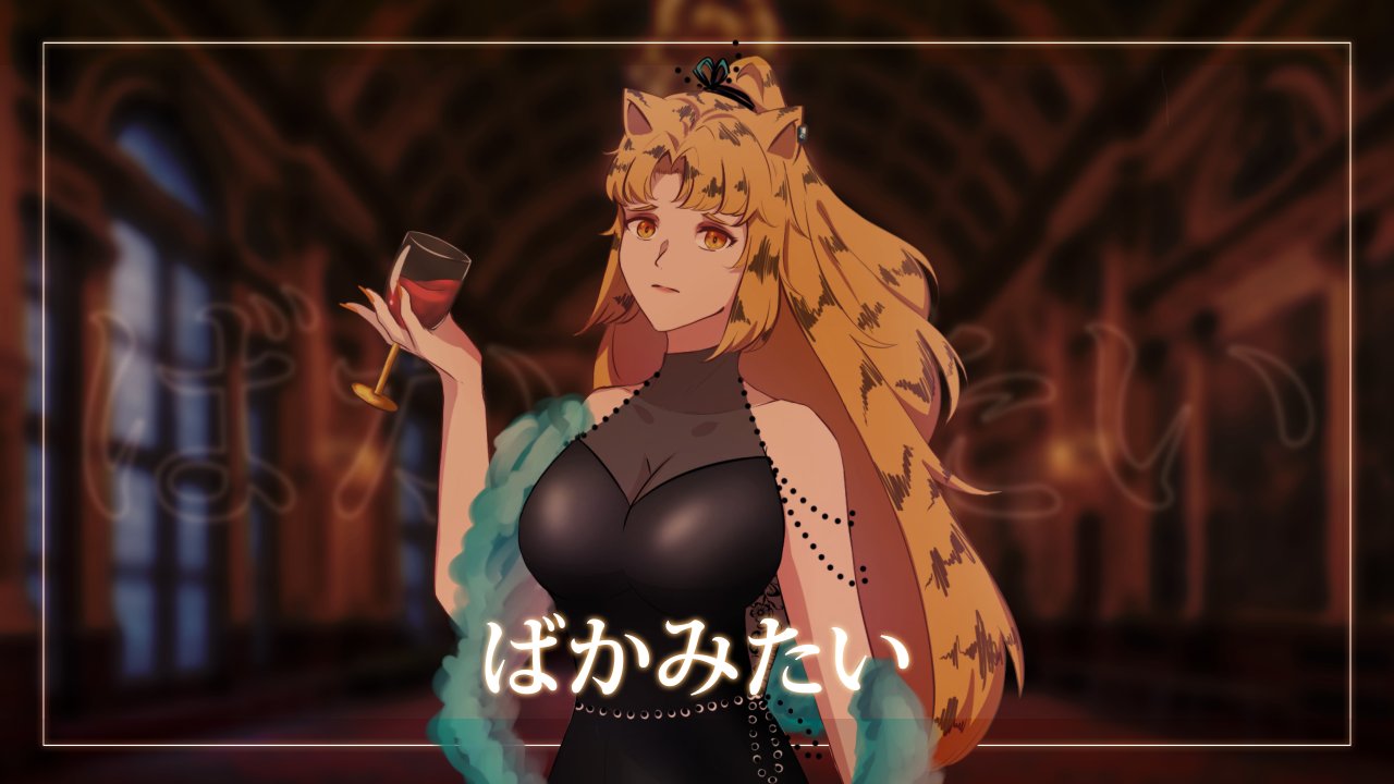 1girl, animal_ears, animal_print, bangs, black_dress, breasts, cup, dress