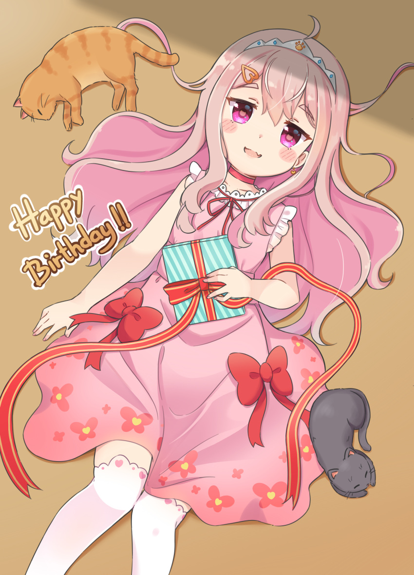 1girl, :d, absurdres, animal, aoi_id, bangs, bare_arms, black_cat