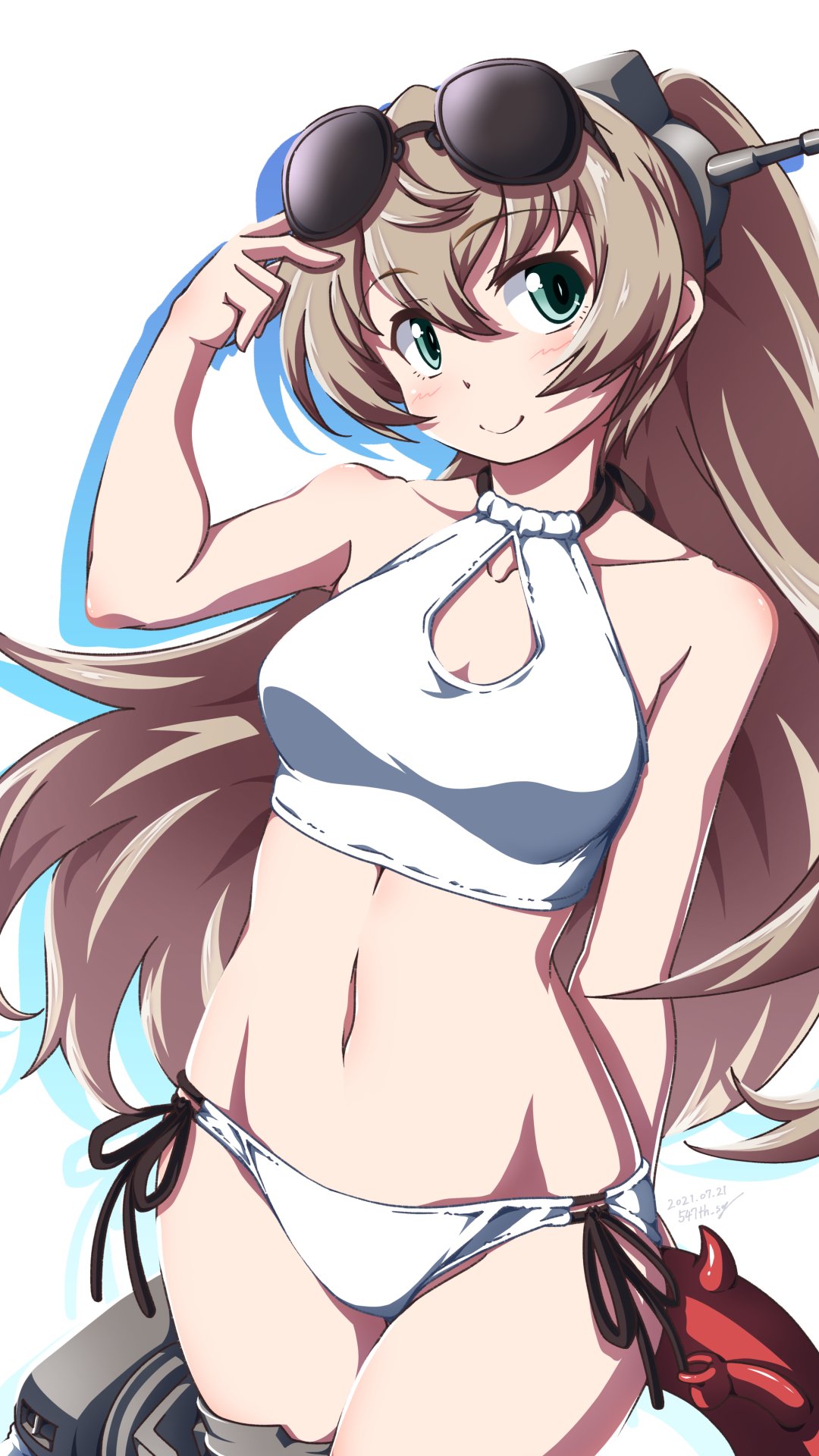 1girl, 547th_sy, arm_behind_back, bangs, bikini, blush, breasts, dated
