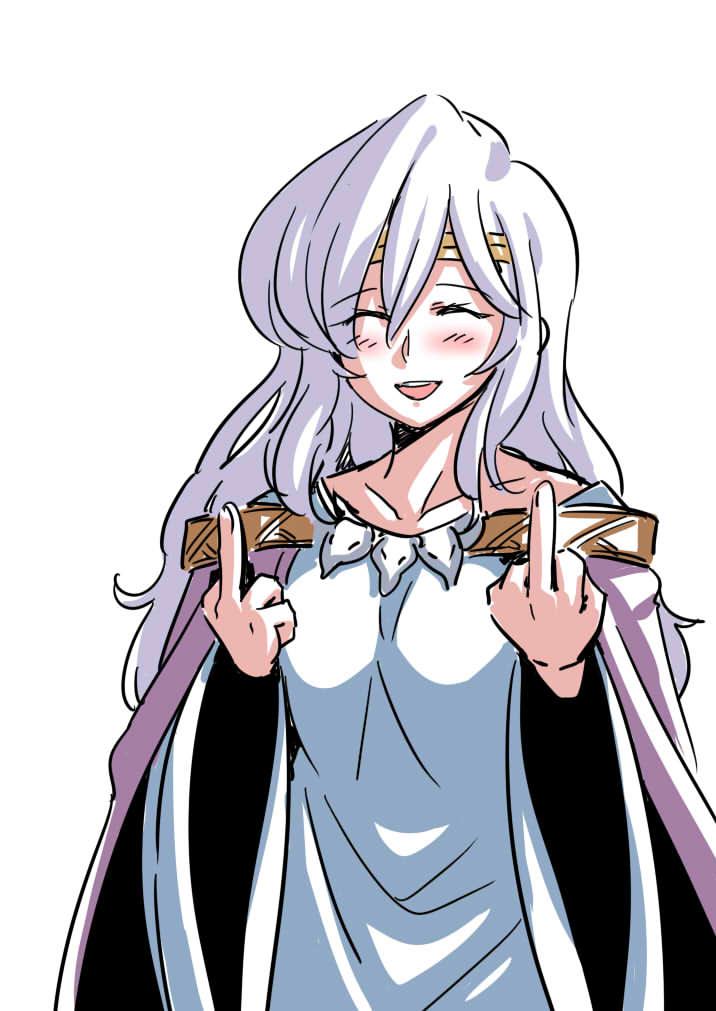 1girl, blush, breasts, closed_eyes, collarbone, deirdre_(fire_emblem), dress, fire_emblem