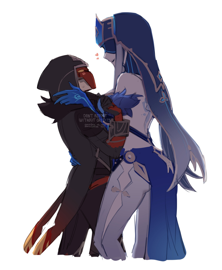 1boy, absurdres, back_tattoo, bangs, bare_shoulders, blue_gloves, breasts, closed_mouth