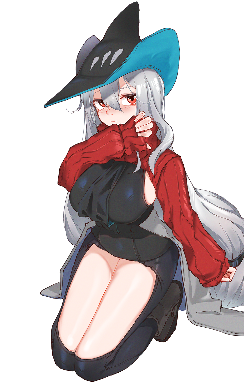 1girl, arknights, ascot, bare_shoulders, black_dress, black_neckwear, black_pants, boots