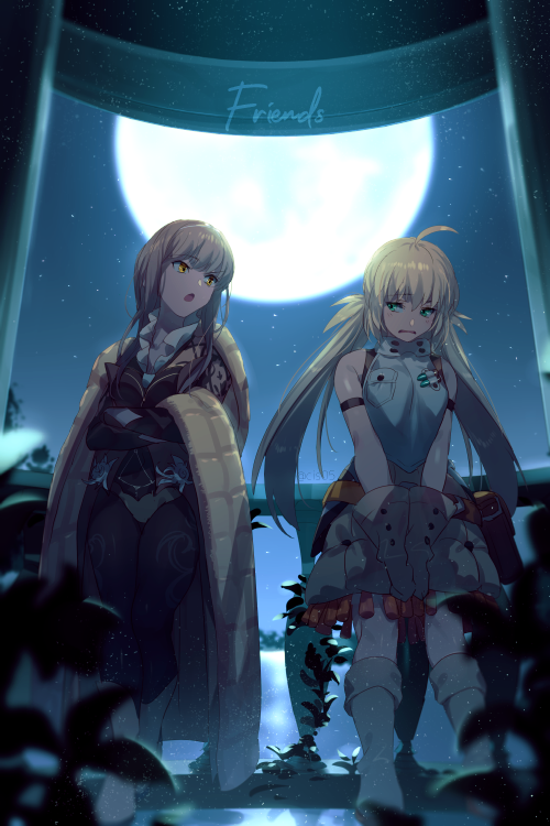 2girls, ahoge, armlet, artoria_pendragon_(all), artoria_pendragon_(caster)_(fate), bangs, bare_shoulders, black_bodysuit
