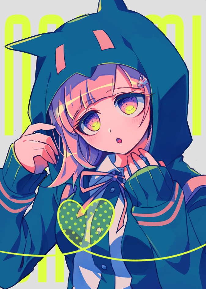 1girl, :o, bangs, black_shirt, bngs, commentary_request, dangan_ronpa_(series), dangan_ronpa_2:_goodbye_despair