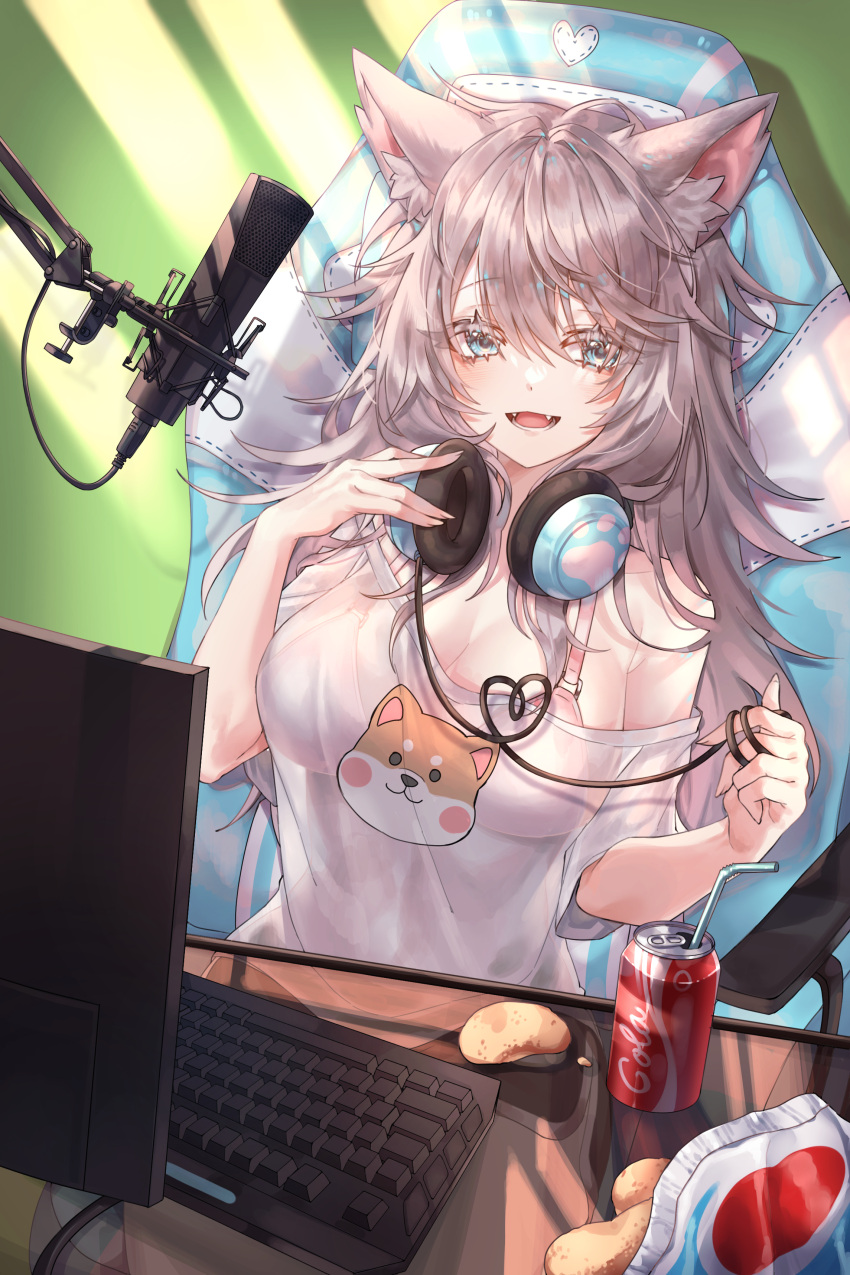 1girl, absurdres, animal_ear_fluff, animal_ears, bangs, blue_eyes, blush, bra