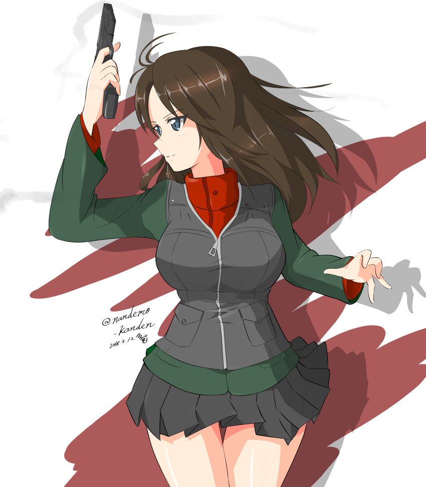 1girl, absurdres, artist_name, bangs, black_hair, black_skirt, black_vest, blue_eyes