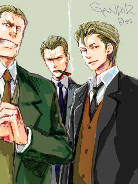 ahoge, baccano!, berga_gandor, blonde_hair, brothers, cigar, clenched_hand, formal
