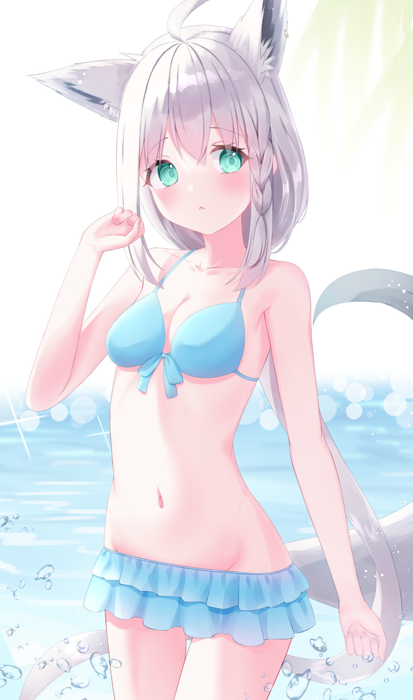 1girl, absurdres, ahoge, animal_ear_fluff, animal_ears, anzu_yotsuba, arm_up, bangs