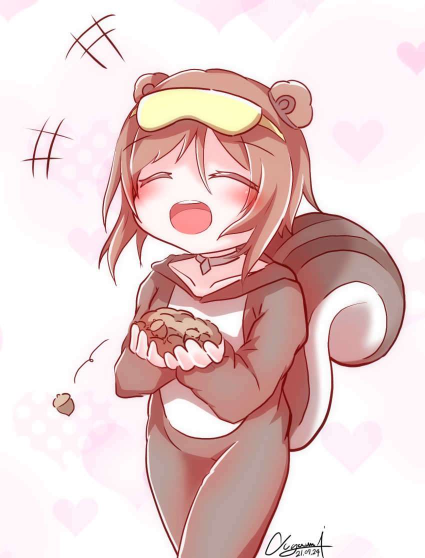 1girl, 4m_yugami, acorn, blush, choker, collarbone, cosplay, double_bun