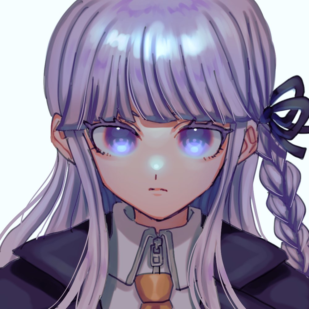 1girl, bangs, black_jacket, black_ribbon, blue_eyes, blunt_bangs, braid, closed_mouth