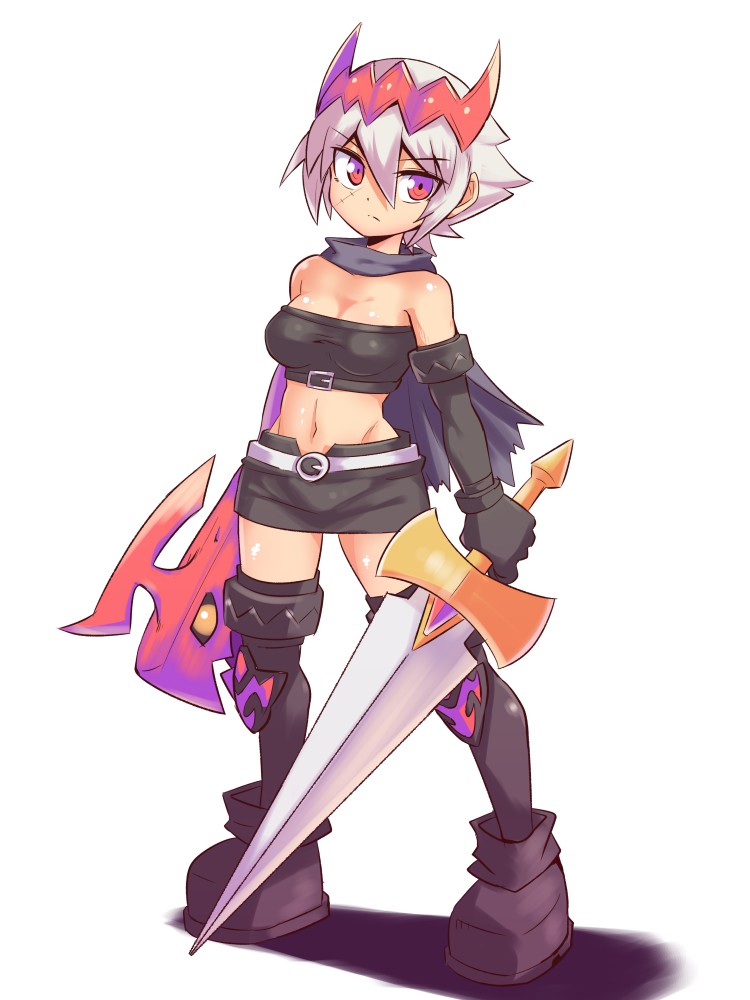 1girl, bangs, bare_shoulders, belt, breasts, closed_mouth, cougar_(cougar1404), dragon:_marked_for_death