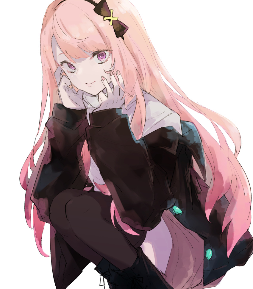 1boy, absurdres, bangs, black_hairband, black_jacket, black_legwear, brown_shorts, hairband