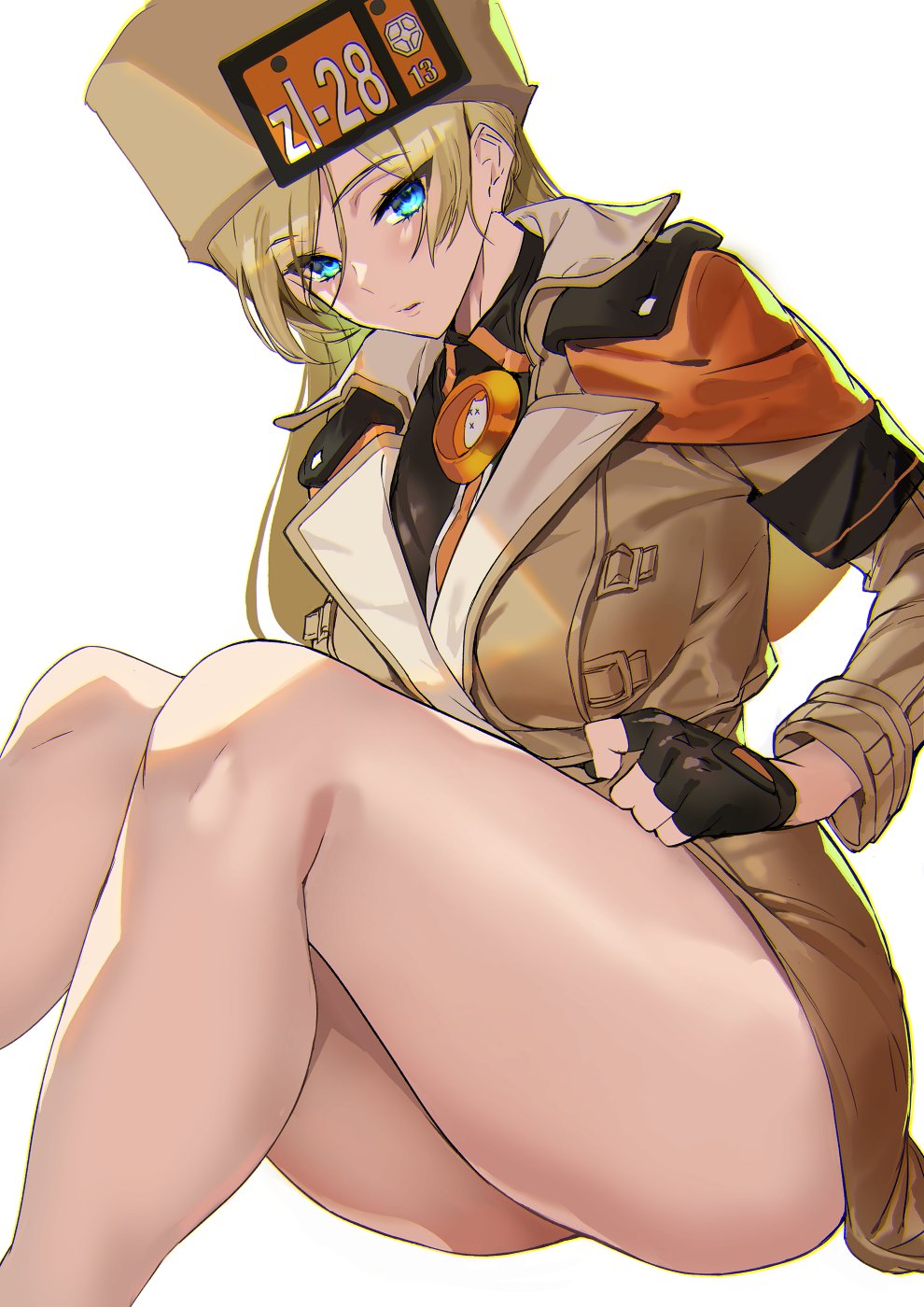 1girl, ashiomi_masato, black_gloves, black_shirt, blonde_hair, blue_eyes, coat, collared_shirt