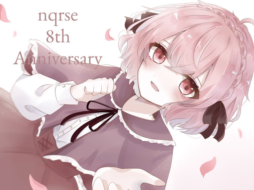1girl, bow, dress, dress_shirt, highres, niconico, nqrse, open_mouth