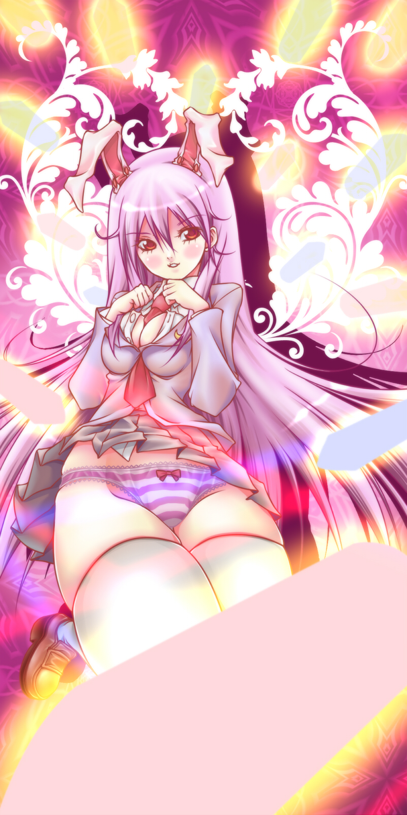 asuka_asuka, blazer, bunny_ears, danmaku, highres, long_hair, necktie, panties