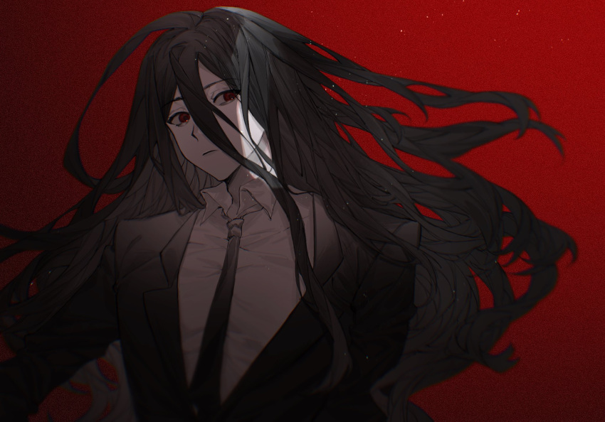 1boy, bangs, black_hair, black_jacket, closed_mouth, collared_shirt, commentary_request, dangan_ronpa_(series)