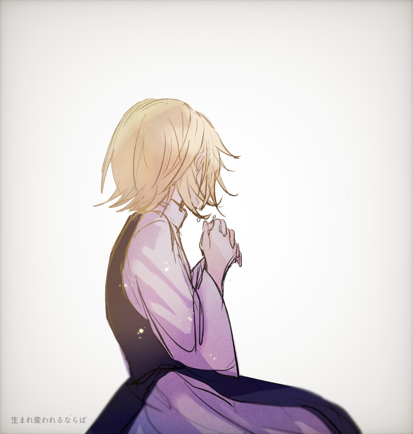 back, blonde_hair, evillious_nendaiki, hands_clasped, highres, kagamine_rin, nun, own_hands_together, regret_message_(vocaloid), riliane_lucifen_d'autriche, short_hair, solo, vocaloid, warabi_(danngo-mitarasi)