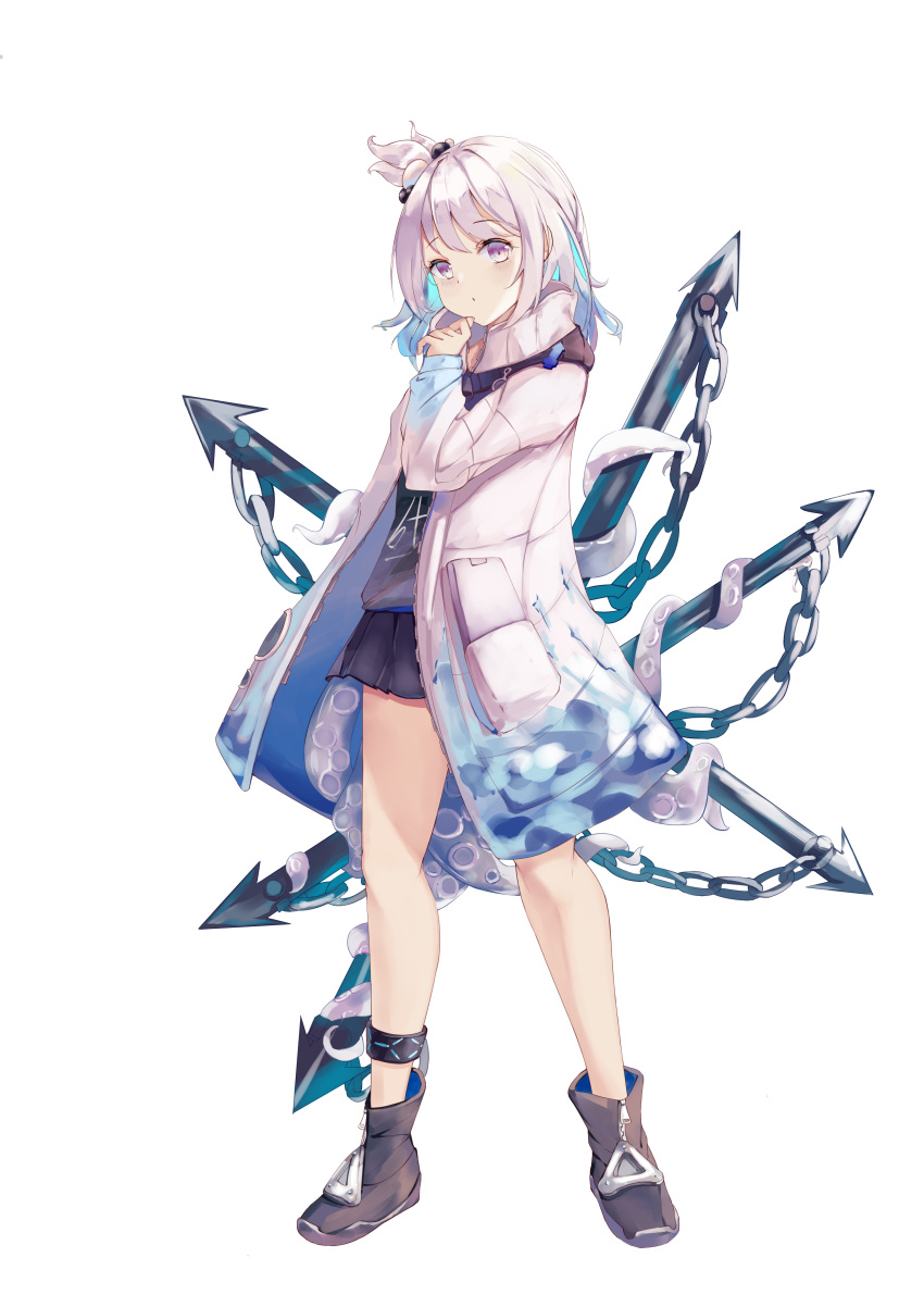 1girl, :o, absurdres, anchor, arknights, ban_tang, beads, black_footwear