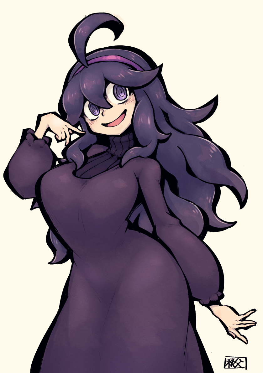 1girl, :d, @_@, ahoge, bangs, blush, breasts, chichibu_(chichichibu)