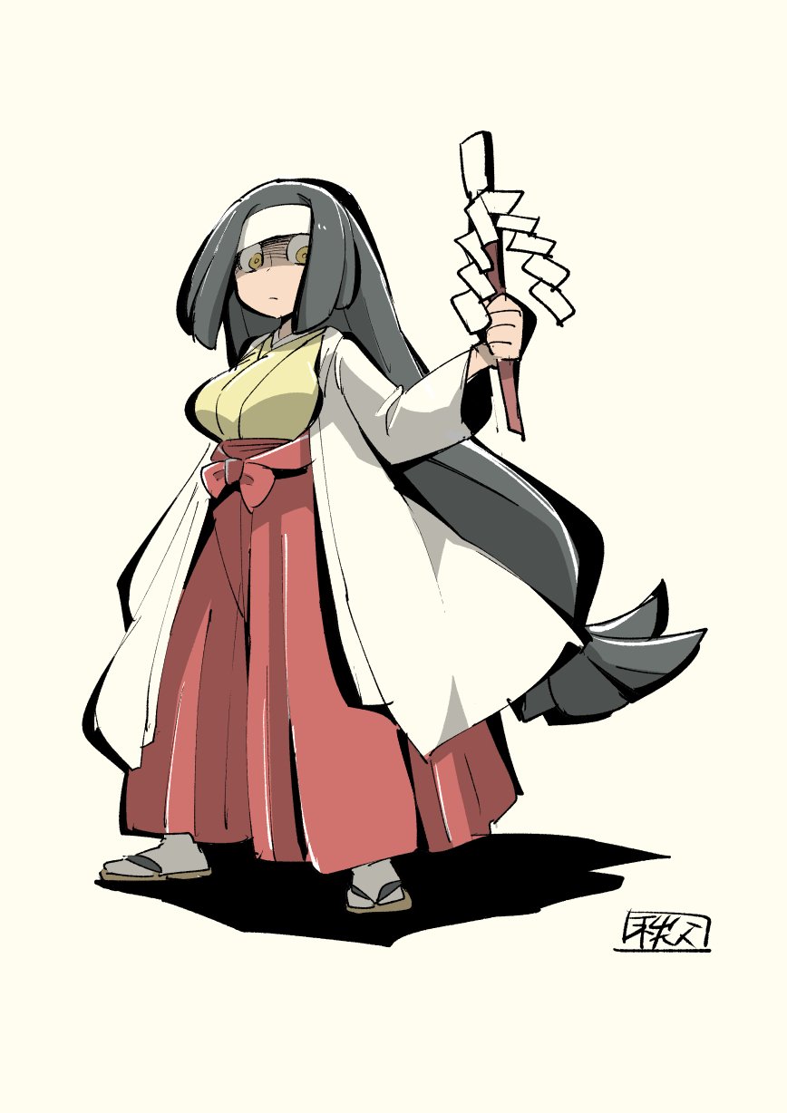 1girl, bow, channeler_(pokemon), chichibu_(chichichibu), closed_mouth, coat, commentary_request, full_body