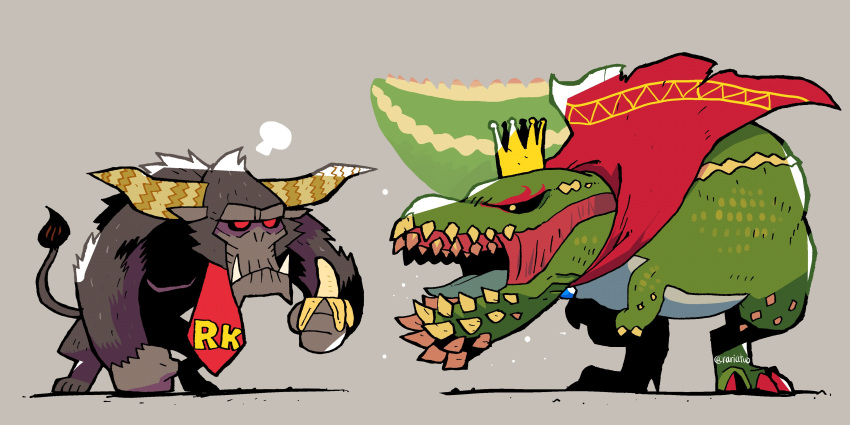 absurdres, banana, cape, cosplay, crossover, crown, deviljho, donkey_kong