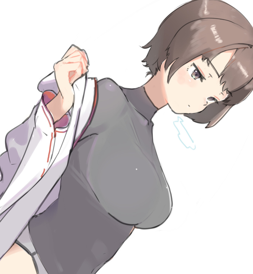 1girl, bangs, breasts, brown_eyes, brown_hair, closed_mouth, co_botan, eyebrows_visible_through_hair