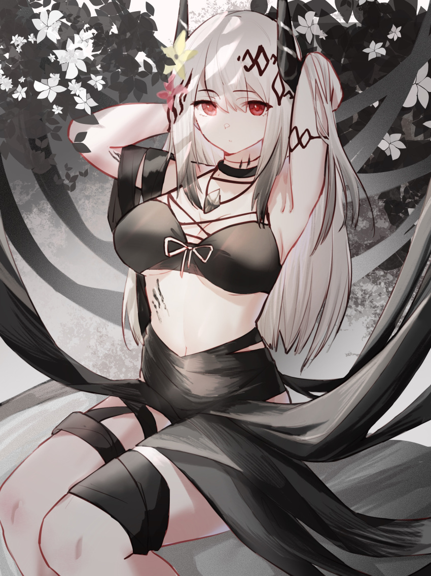 1girl, absurdres, arknights, bangs, bare_arms, bare_shoulders, bikini, black_bikini