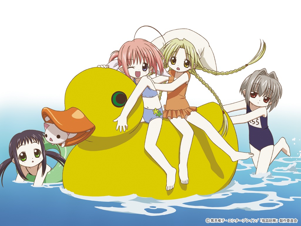 bottle_fairy, chiriri, duck, hororo, kururu, oboro, sarara, swimsuit