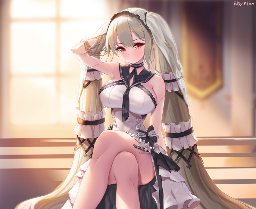 1girl, absurdly_long_hair, absurdres, artist_name, azur_lane, bare_shoulders, black_choker, black_neckwear