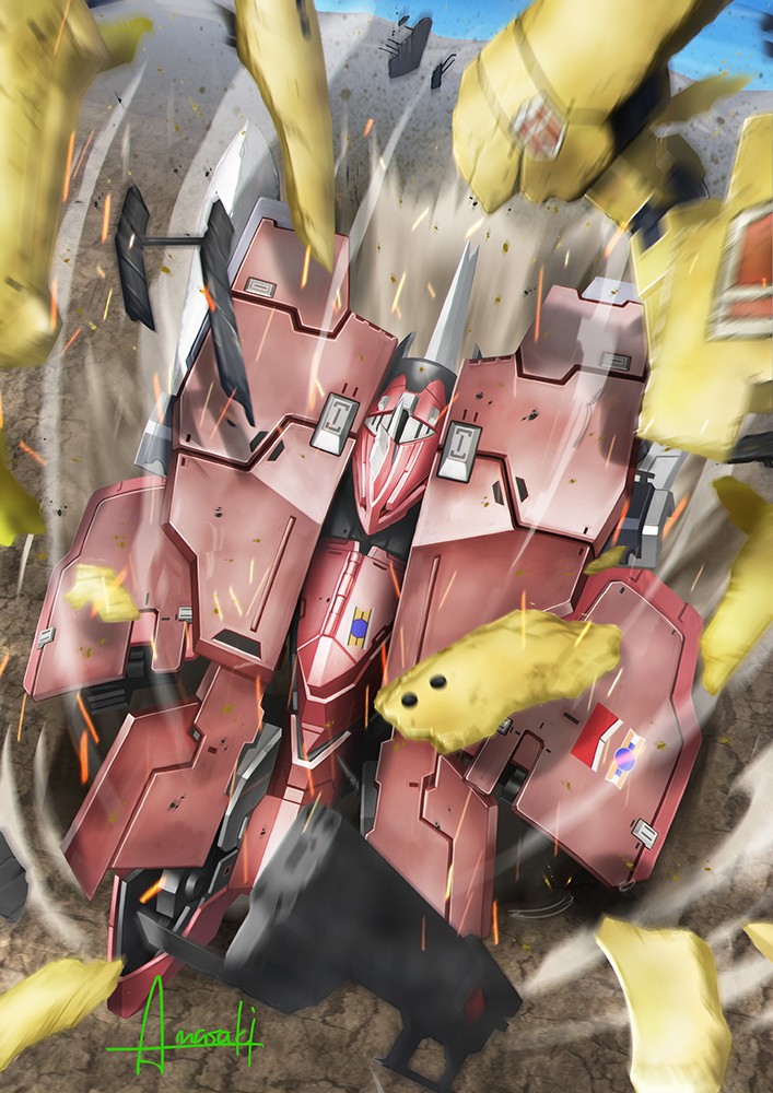 amasaki_yusuke, artist_name, break_blade, charging_forward, delphine_(break_blade), destroyed, eltemus, horns