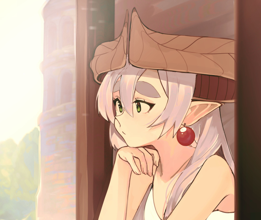 1girl, absurdres, asymmetrical_bangs, bangs, dragon_girl, dragon_horns, earrings, eyebrows