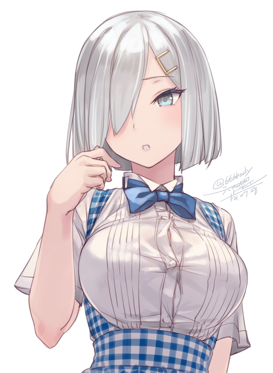 1girl, artist_name, blue_eyes, blush, breasts, buttons, collared_shirt, dated