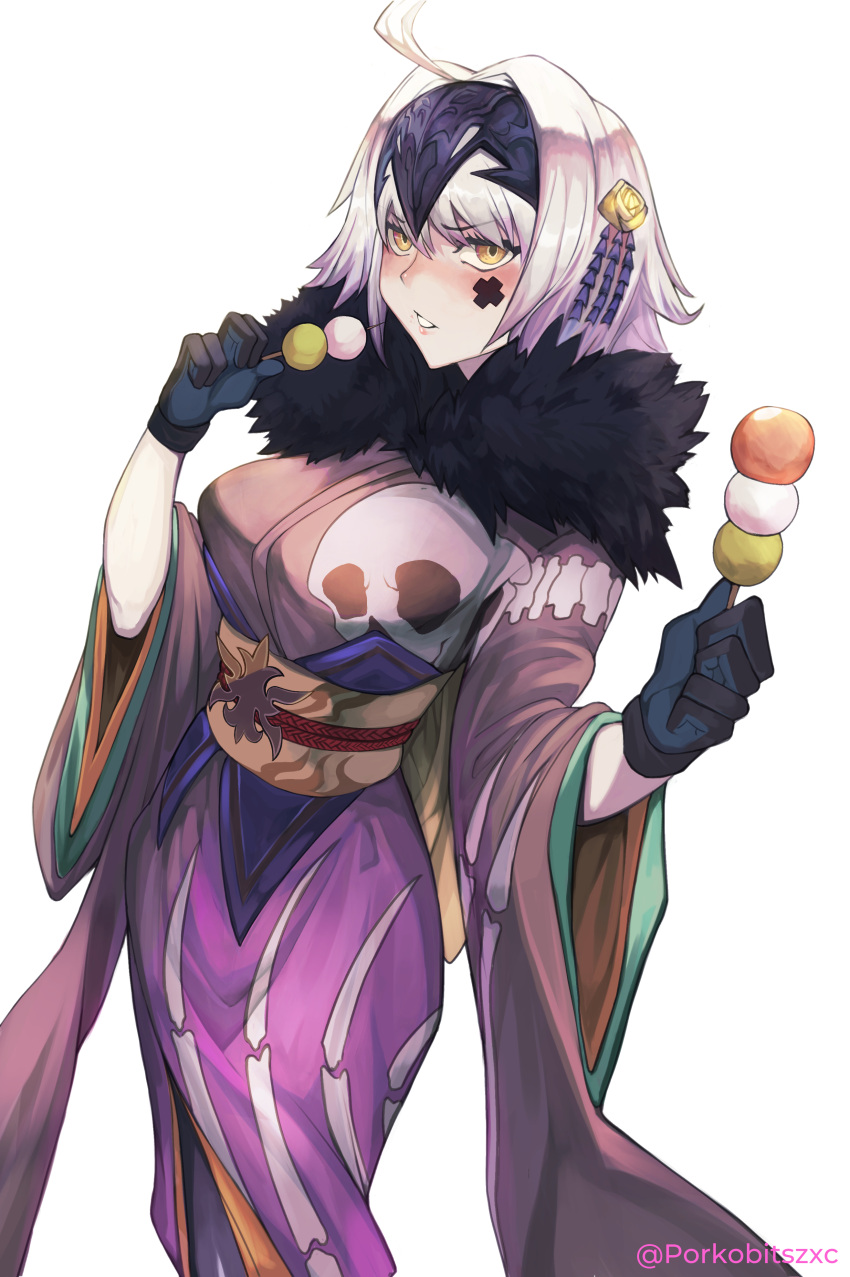1girl, absurdres, bangs, breasts, dango, fate/grand_order, fate_(series), food