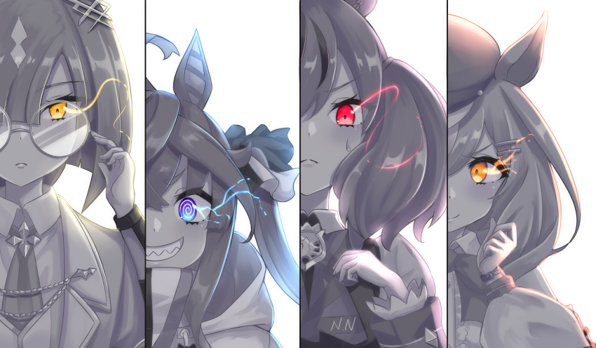 @_@, absurdres, ahoge, animal_ears, bangs, blunt_bangs, bow, bowtie