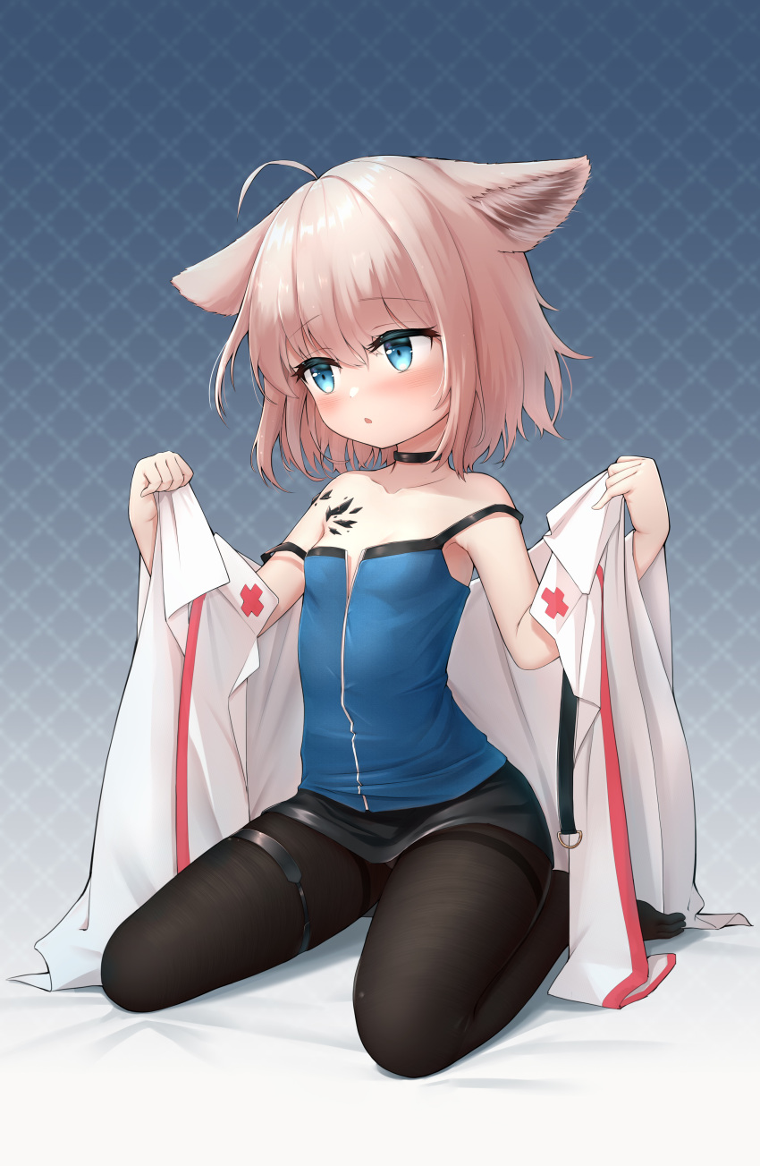 1girl, absurdres, ahoge, akelp, animal_ears, arknights, bare_shoulders, black_choker