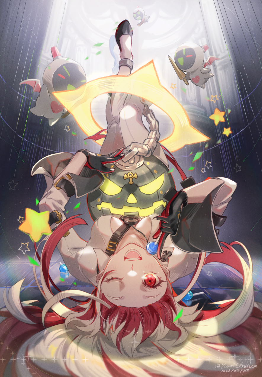 1girl, aria_(guilty_gear), bodysuit, candy, food, guilty_gear, highres, jack-o'_valentine