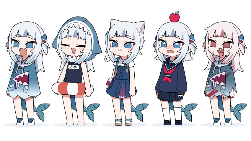 5girls, absurdres, alternate_costume, alternate_persona, animal_costume, animal_ears, animal_hood, bag