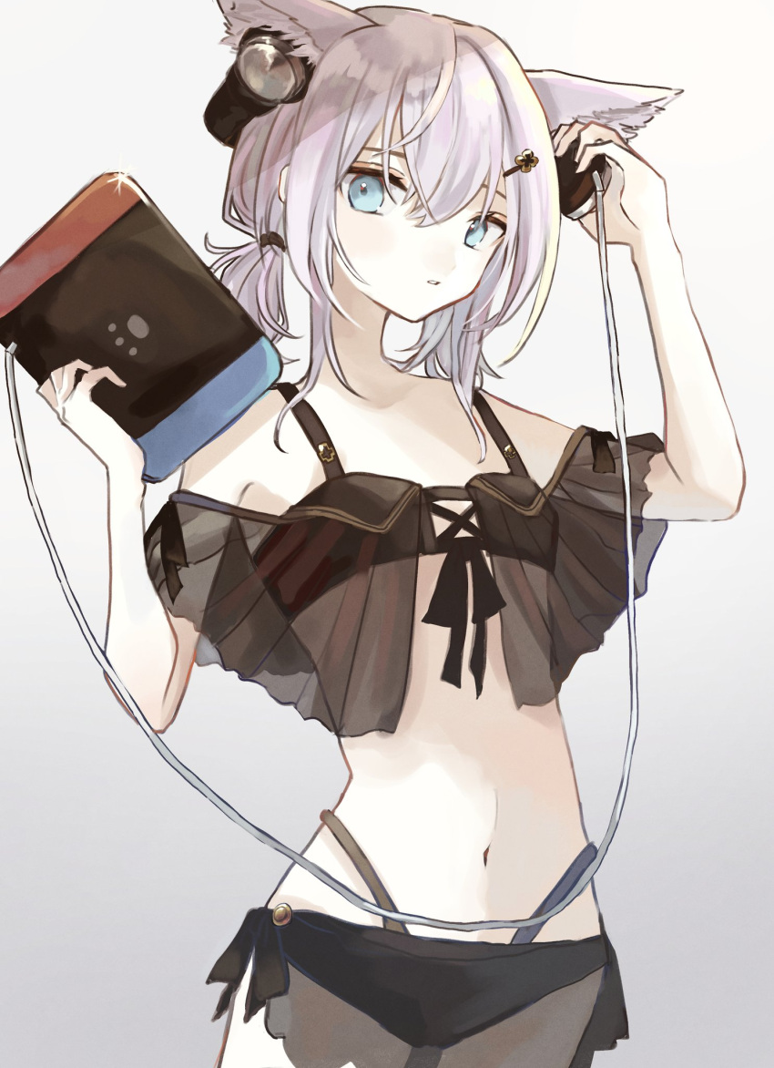 1girl, 99noe_honoka, animal_ears, arknights, bangs, bare_shoulders, black_swimsuit, fox_ears