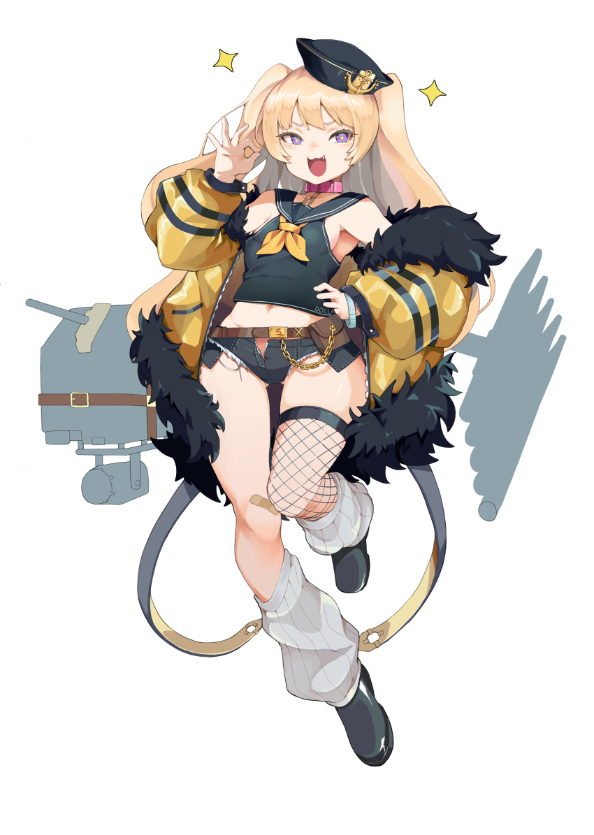 1girl, :3, absurdres, azur_lane, bache_(azur_lane), bandaid, bandaid_on_knee, belt