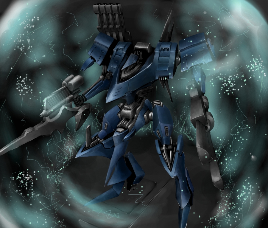 armored_core, armored_core:_for_answer, dual_wield, gun, missile_launcher, otsdarva, rail_gun, rifle, stasis