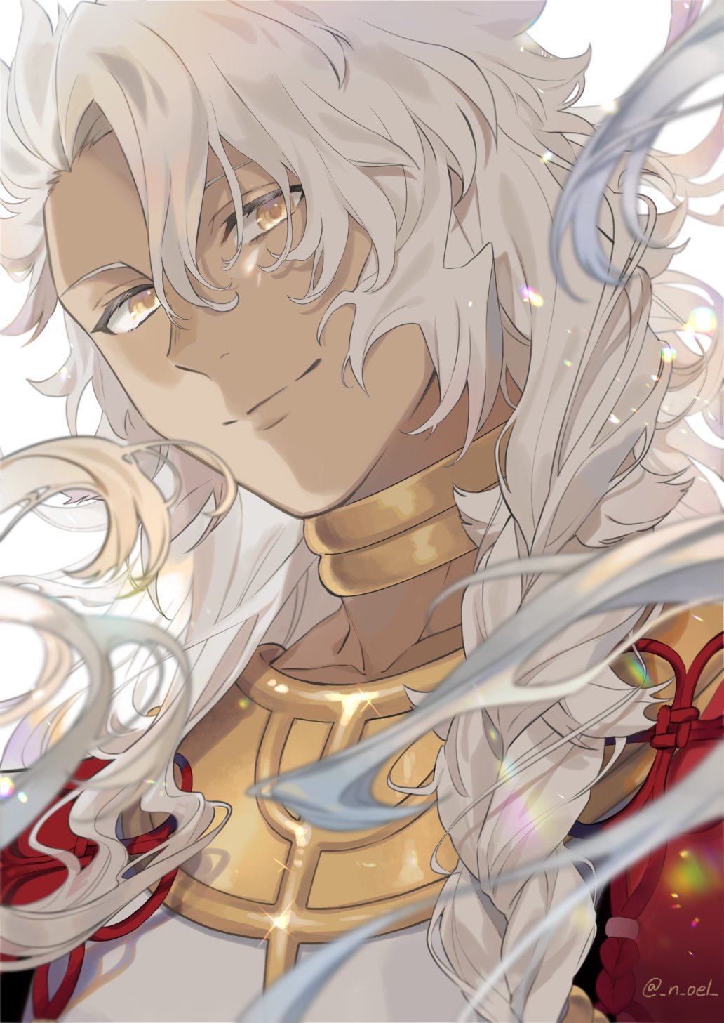 1boy, bangs, braid, collar, dark-skinned_male, dark_skin, fate/grand_order, fate_(series)